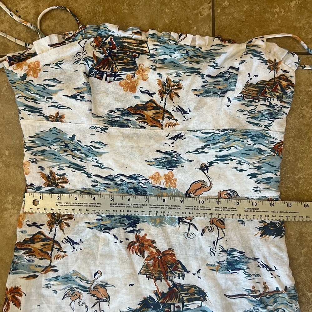 Free People Beach Party Dress, Tropical Linen Vacation Size 6 - Picture 16 of 16